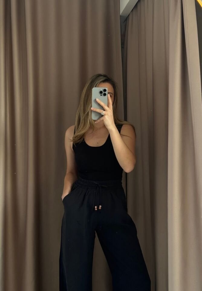 Beli Lastikli Boncuk Detaylı  Pantolon Naturel