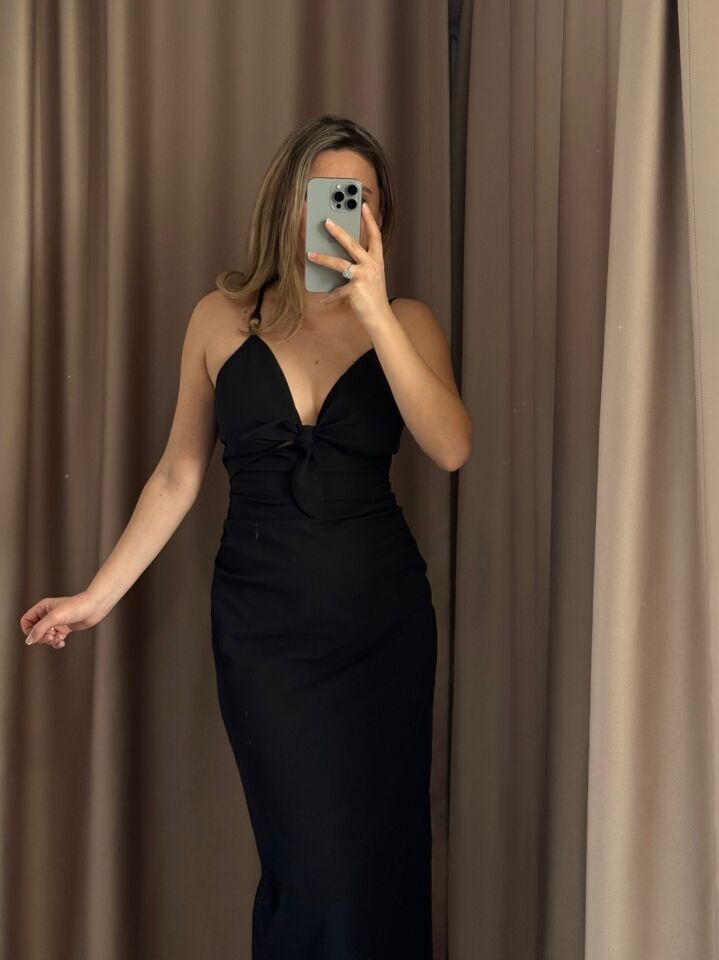 Orijinal ZARA  Boncuk Askılı Pencere Detaylı Siyah