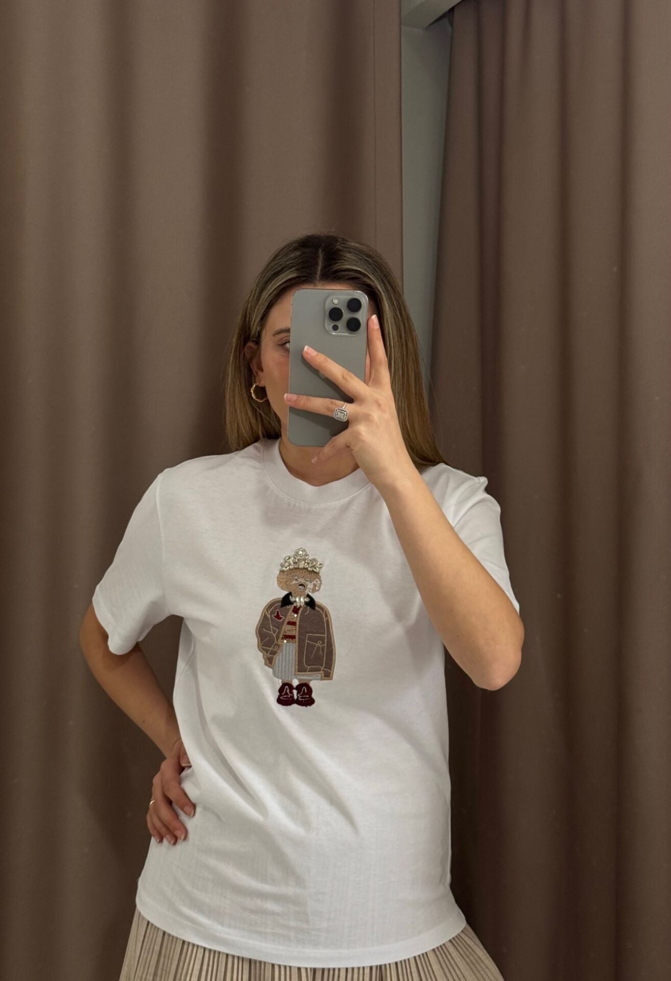 Kristal Taçlı Teddy Nakışlı Tshırt