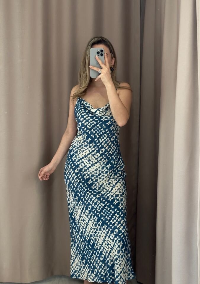 Zara Batik Desenli Sırt Dekolteli Elbise