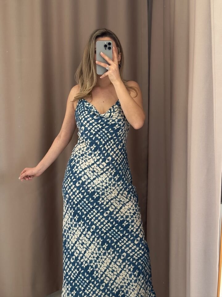 Zara Batik Desenli Sırt Dekolteli Elbise