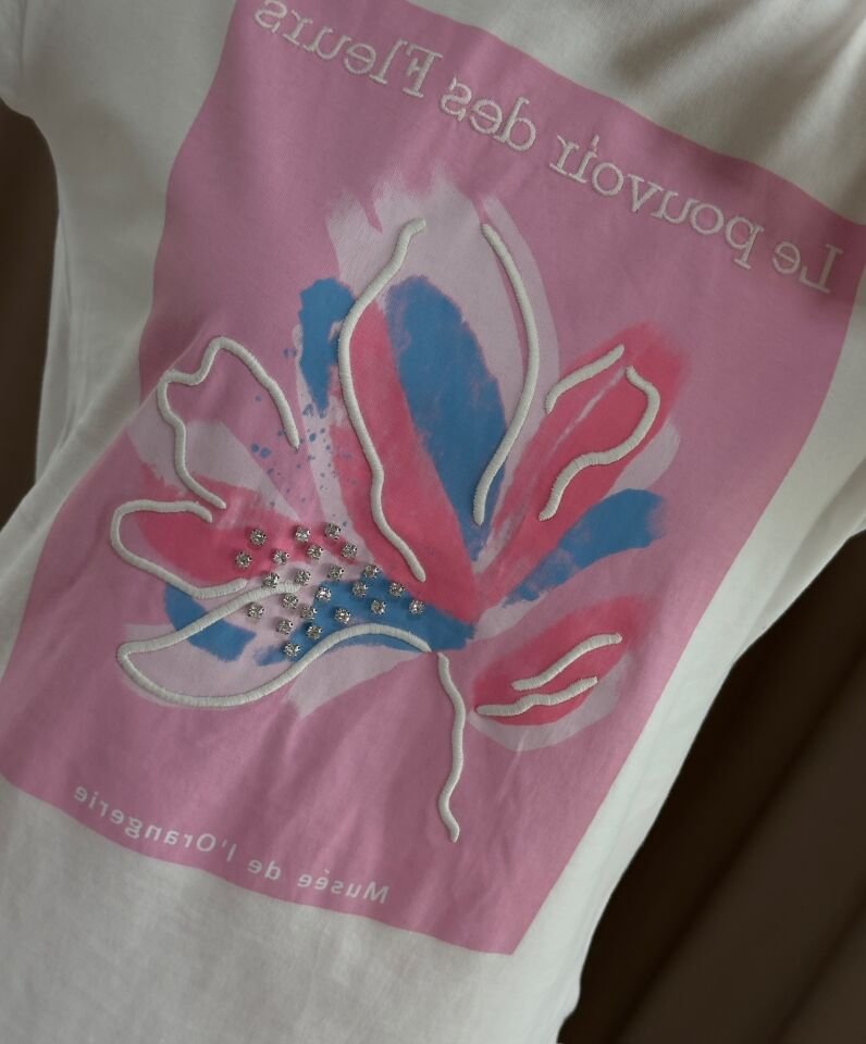 Nakışlı ve Taş Detaylı Grafik T-shirt