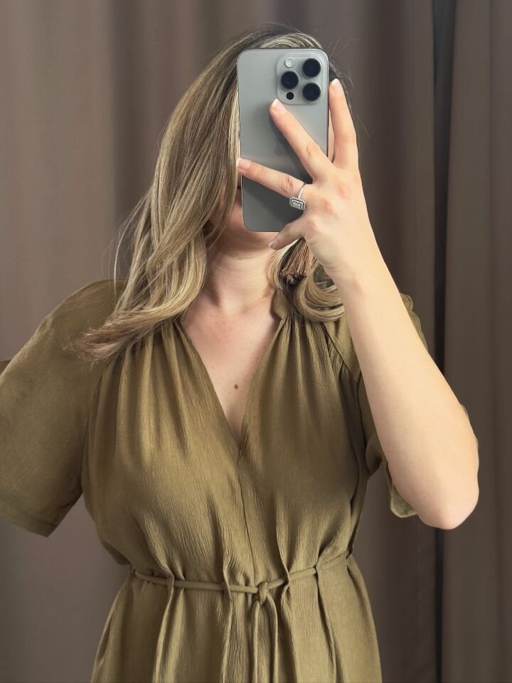 Zara Boncuk Detaylı Dokulu Elbise