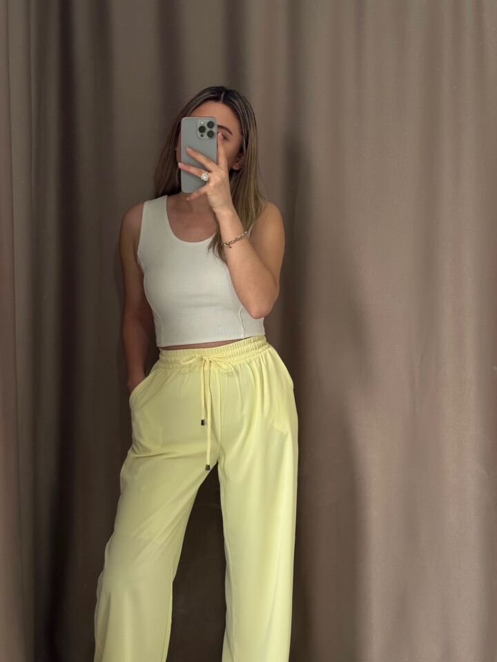 Beli Lastikli  Pantolon S - 36 - SARI