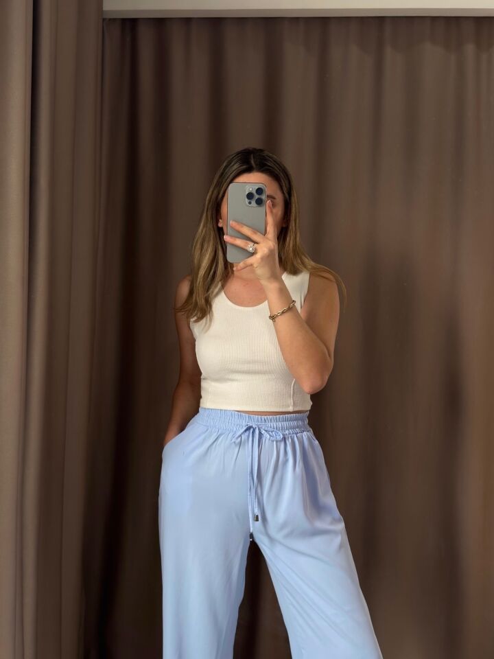 Beli Lastikli  Pantolon S - 36 - BEBE MAVİSİ