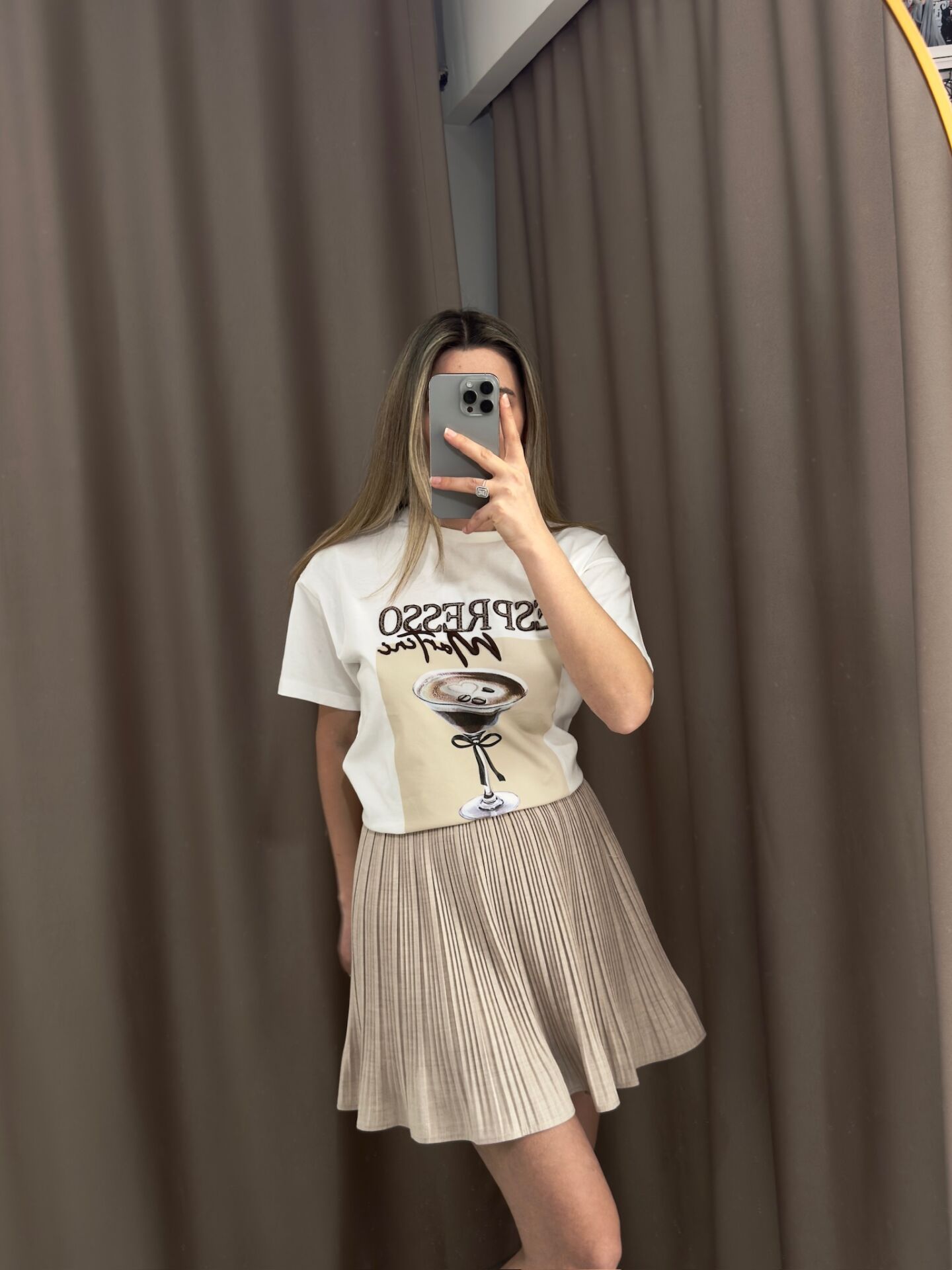 ''Espresso Martini'' Nakış Detaylı Pamuklu Tshirt