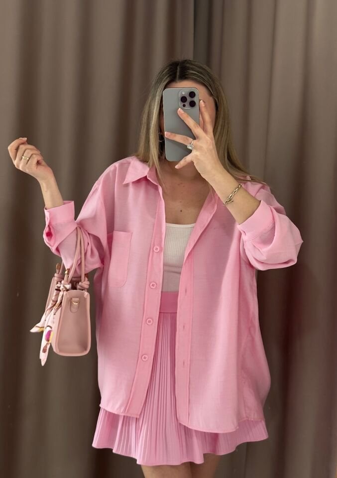 Düşük omuz oversize mevsimlik gömlek
