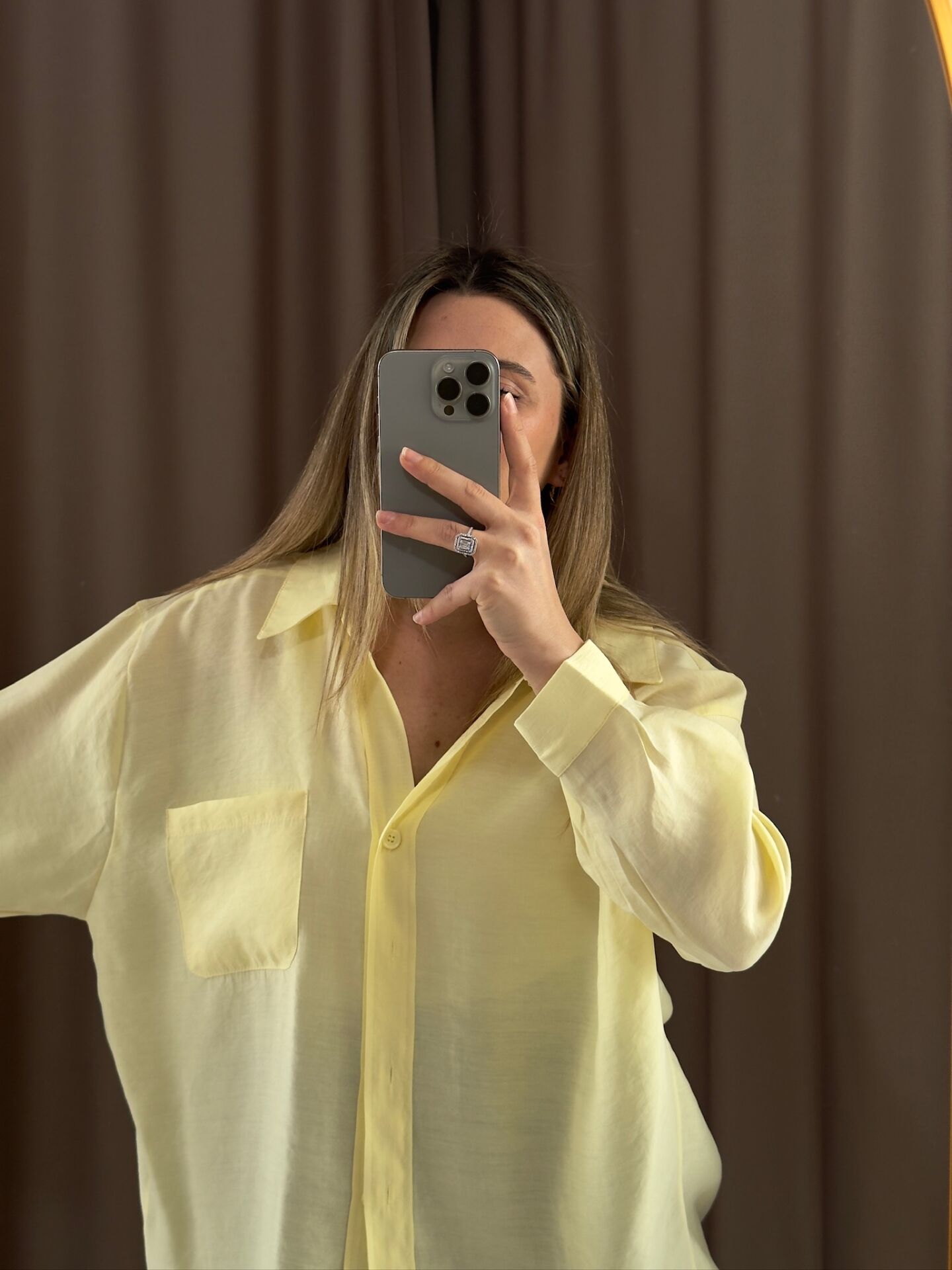 Düşük omuz oversize mevsimlik gömlek STANDART  - AÇIK SARI