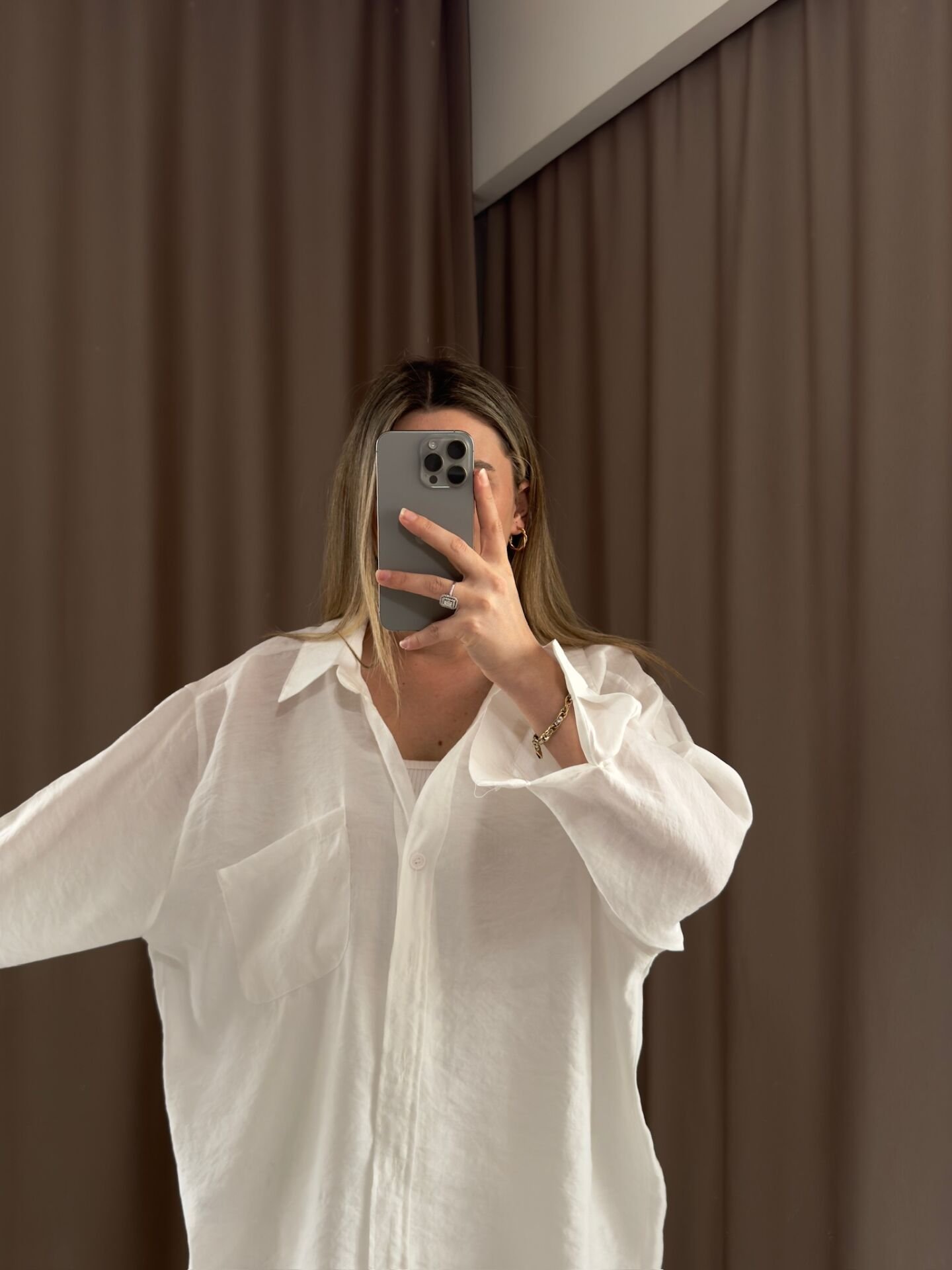 Düşük omuz oversize mevsimlik gömlek STANDART  - BEYAZ