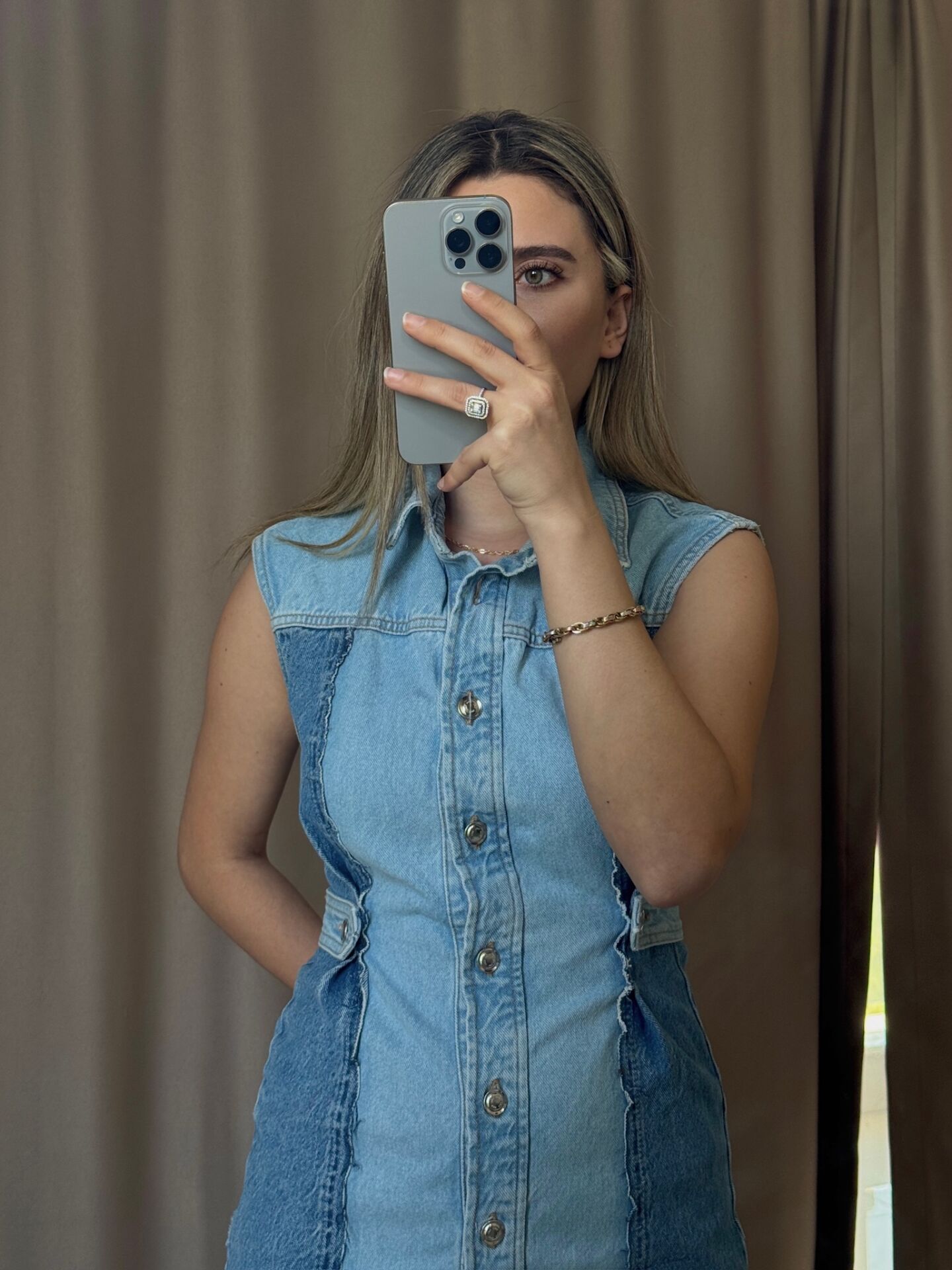 Zara Çift Renk Denim ELBISE