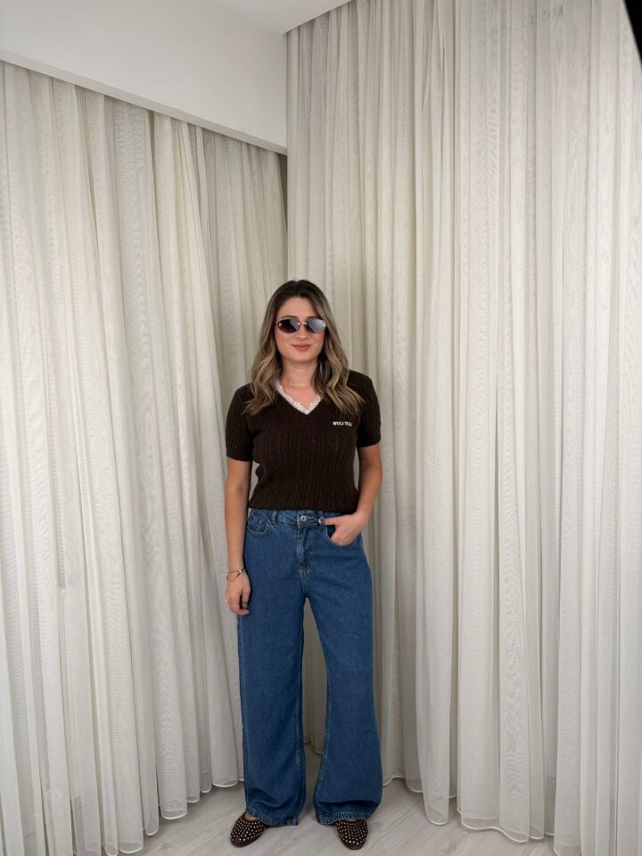 %100 Tencel Kumaşlı Boru Paça / Rahat Kesim Denim Pantolon