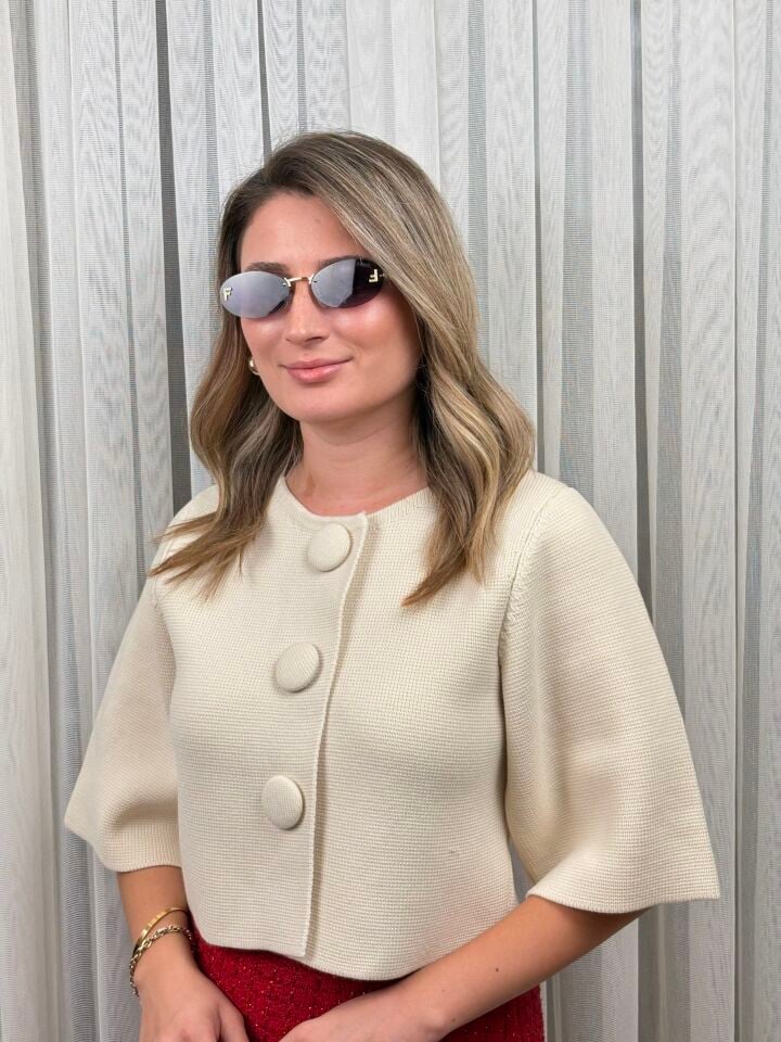 ZARA DÜĞMELİ KAZAK S - 36 - EKRU
