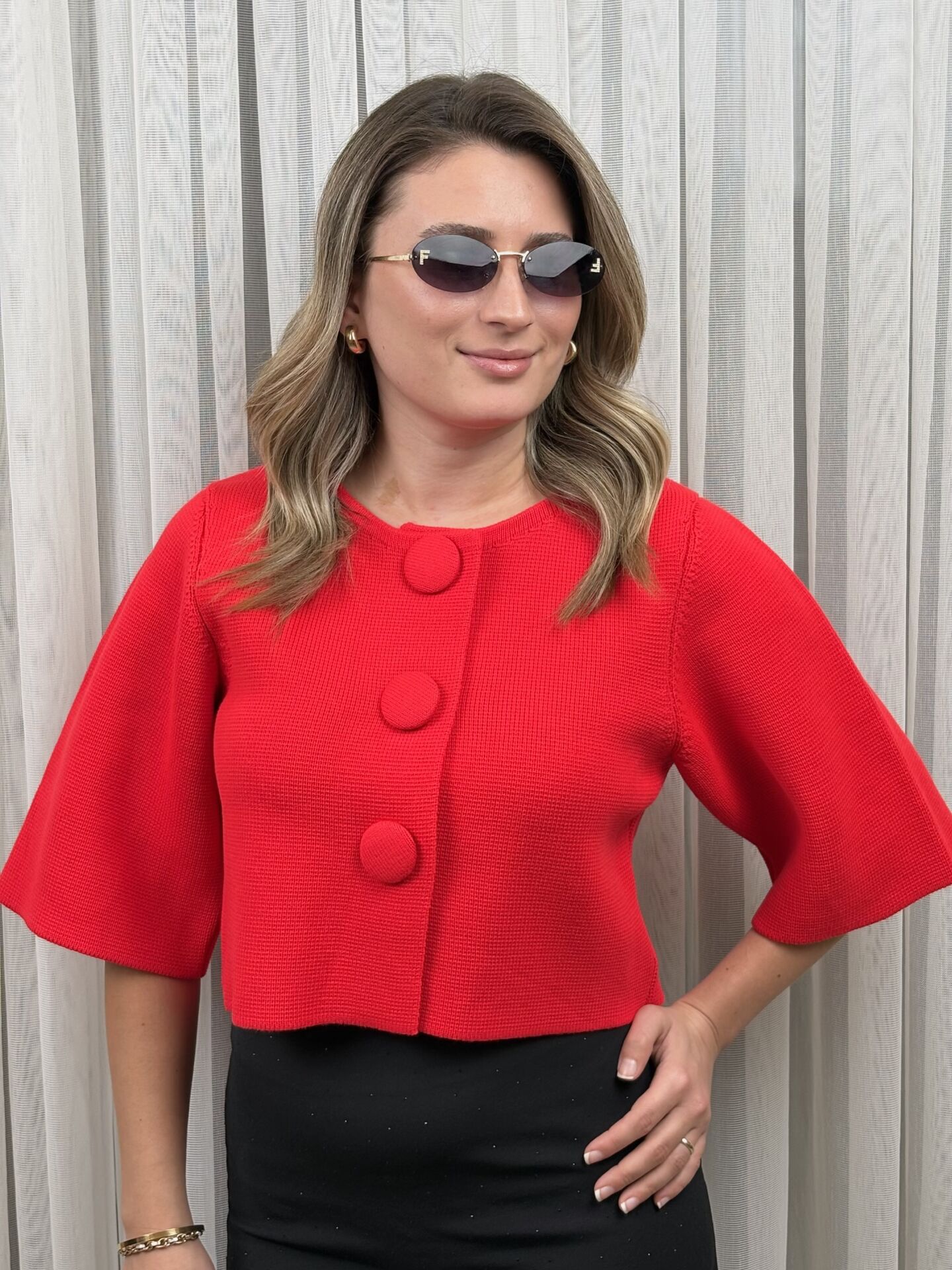 ZARA DÜĞMELİ KAZAK S - 36 - KIRMIZI