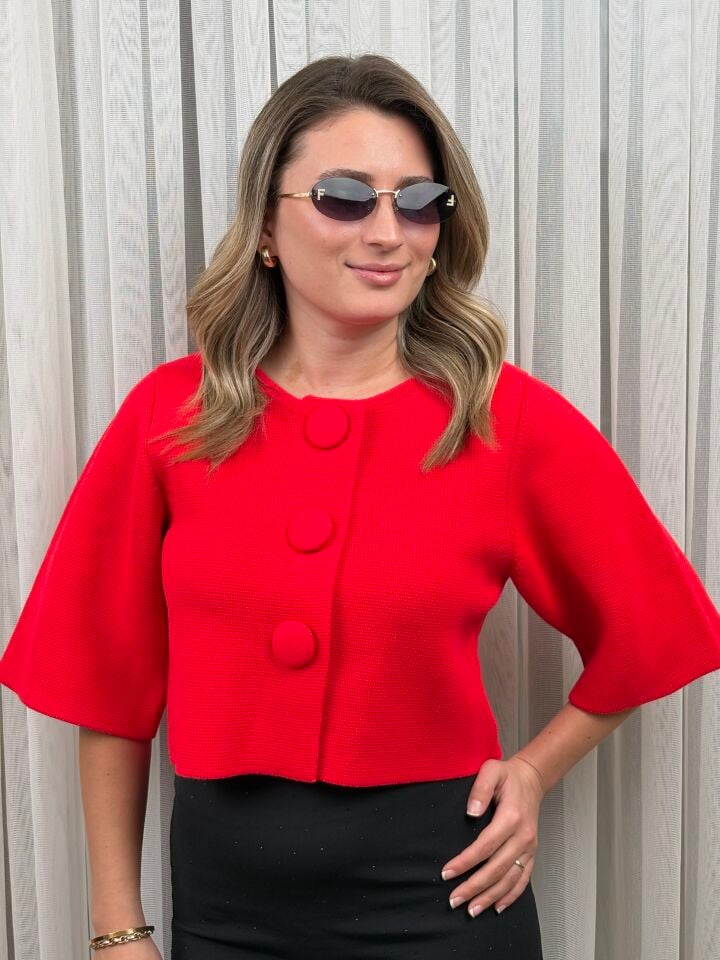 ZARA DÜĞMELİ KAZAK S - 36 - KIRMIZI